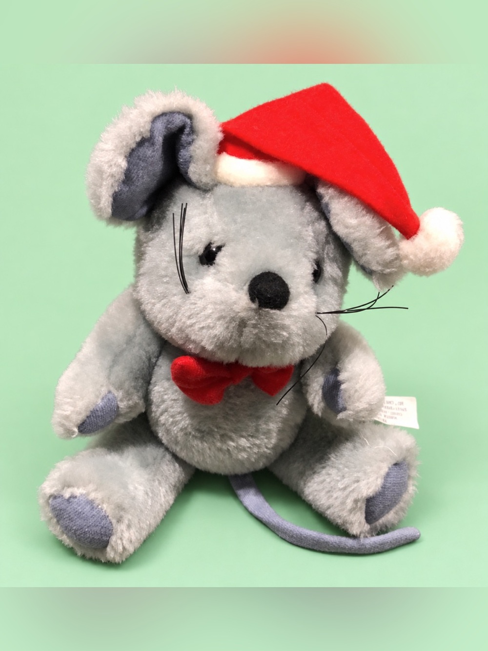 KIDS Christmas Mouse Vintage Poseable Plush Stuffed Animal
